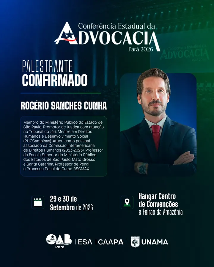 Palestrante confirmado: Rogério Sanches Cunha