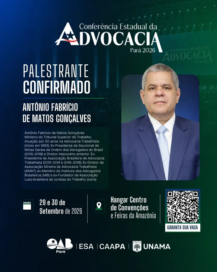 Palestrante confirmado: Antônio Fabrício de Matos Gonçalves