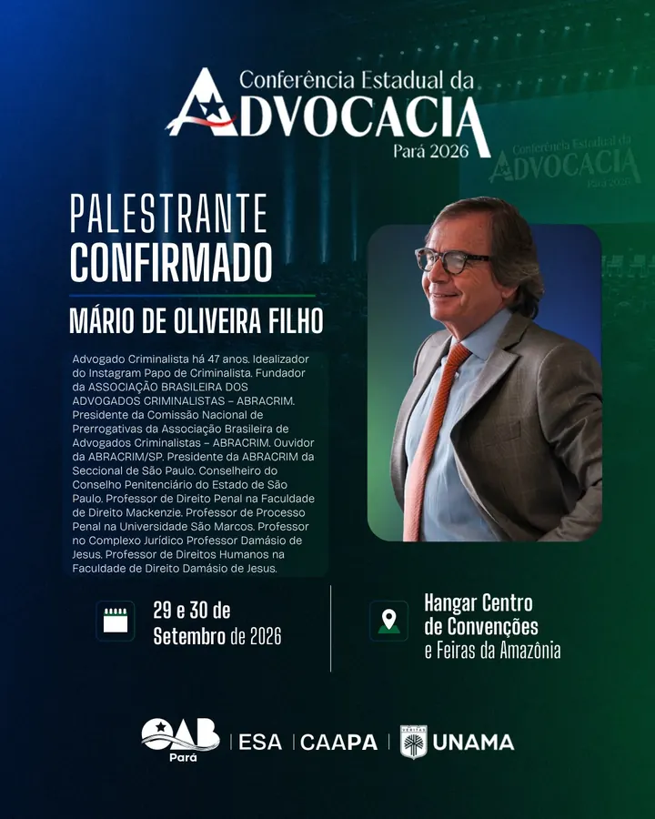 Palestrante confirmado: Mário de Oliveira Filho